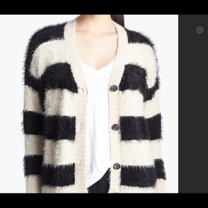Ro + De Anthropologie Black White Fuzzy Sweater XS